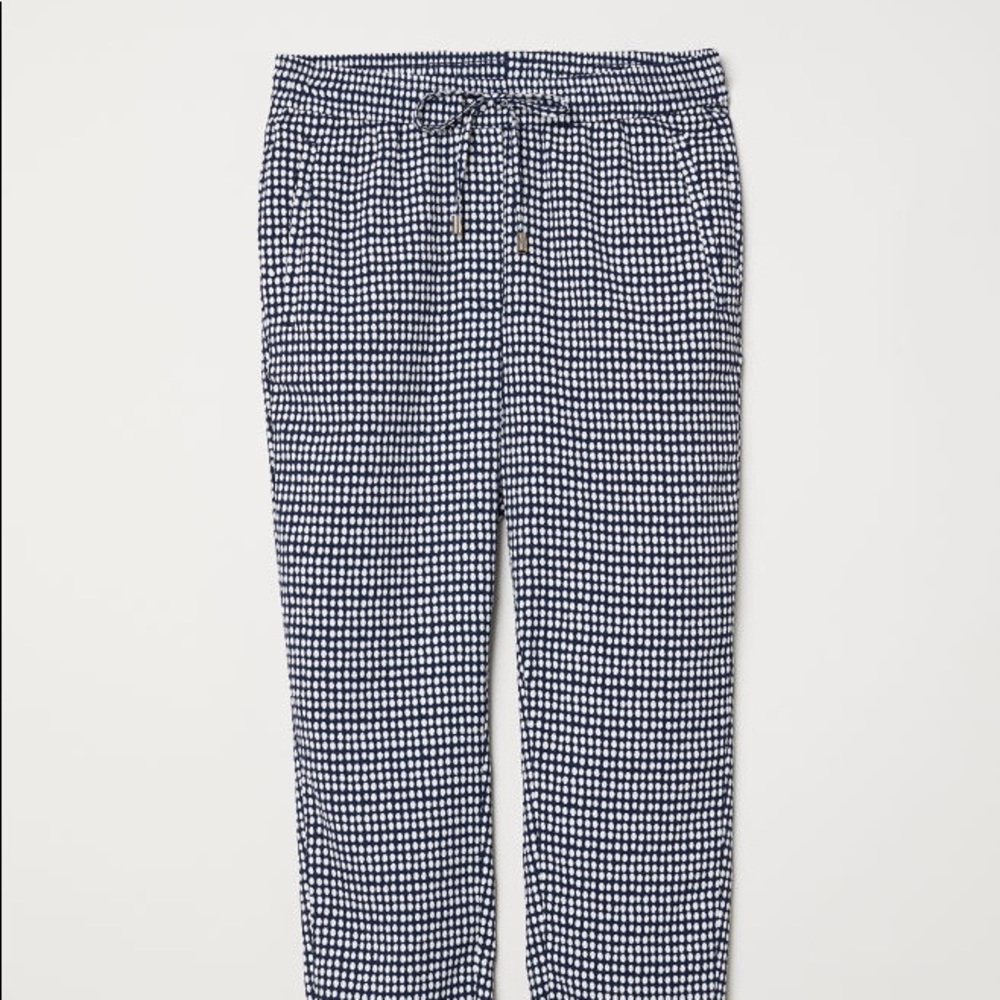H&M blue and white drawstring pants